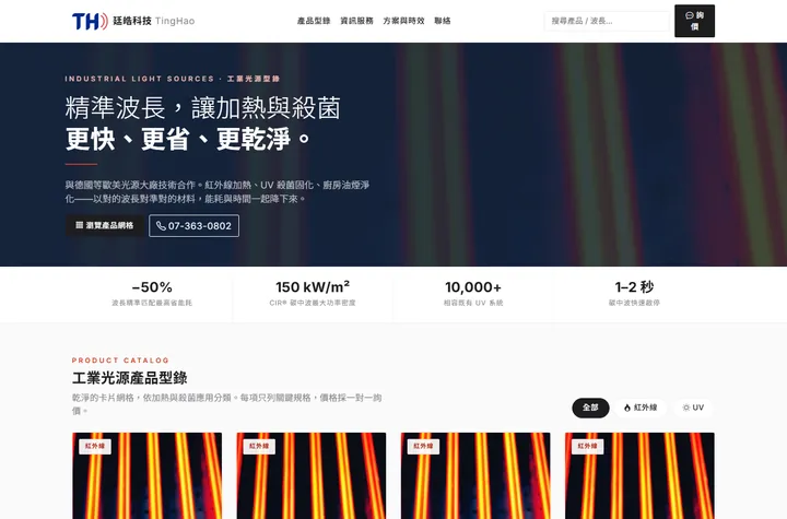 產品型錄 — 廷皓科技網站設計範例